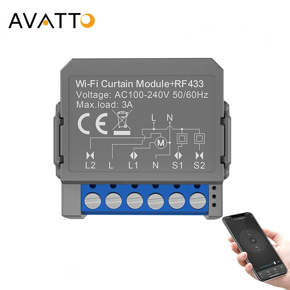 Avatto Tuya sakelar tirai Wifi pintar DIY modul sakelar relai Wifi dengan saklar pintar tirai Tuya 1 Gang