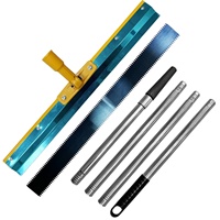 Kit d'outils en acier inoxydable auto-nivelant : Raclette crantée et truelle avec manche télescopique à 4 sections pour revêtement de sol