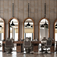 Miroir de Barbier Commercial de Luxe Moderne en Bois Véritable, Réglable, Élégant et Durable avec Structure Métallique – Modèle d'Usine 316 pour Salons et Ateliers