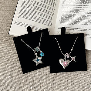 Fashionable and Personalized Heart-shaped Star Studded Colorful <b>Copper</b> <b>Necklace</b> Women's Jewelry Accessories - Product Image 4