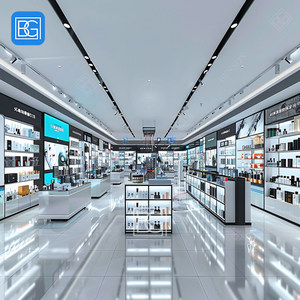 Chất lượng cao mỹ phẩm Showcase đứng giá Nước hoa hiển thị kiosk slatewall Tóc Giả Kệ mỹ phẩm hiển thị đứng với đèn LED - Product Image 1