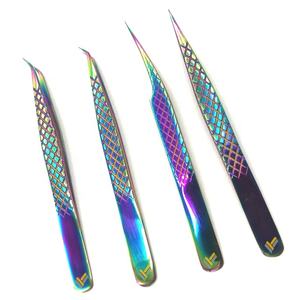 Pince à cils en acier inoxydable de marque privée arc-en-ciel avec logo personnalisé de haute qualité - Product Image 3