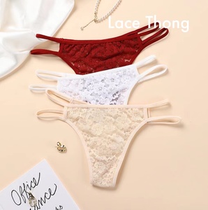 Culotte sexy en soie glacée, sous-vêtement en dentelle à bretelles fines et taille basse, séchage rapide, séduction et séduction et T-back séduisant - Product Image 2