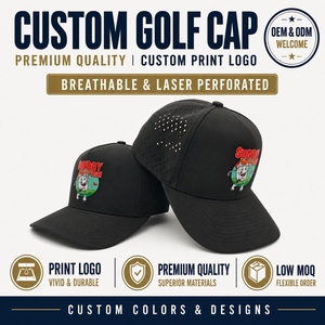 Casquette de golf 5 panneaux en gros, personnalisable avec logo imprimé, faible MOQ, OEM, sublimation, transfert thermique, séchage rapide, article de couvre-chef athlétique - Product Image 1