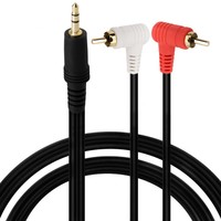 Câble Phono Double RCA Mâle-Mâle 3,5 mm Plaqué Or 90° avec Conducteur en Cuivre pour Smartphone, PC, Amplificateur, Haut-parleur