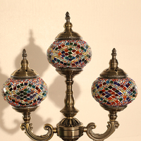 Lampe de table turque Marrakech 3 Globe, style Tiffany, mosaïque en verre, lanterne marocaine, lampe de chevet pour salon, chambre à coucher
