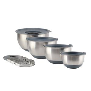 Juego de Tazones para Mezclar de Acero Inoxidable con Tapas y Accesorios de Rallador, Fondo de Silicona Antideslizante, Tazones para Ensalada, Juego de Utensilios de Cocina - Product Image 1