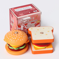 Ensemble de nourriture miniature pour enfants certifié CE, jeu d'empilage, jouet en bois en forme de hamburger et de sandwich, jouets éducatifs Montessori, emballage en boîte colorée