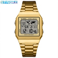 Montre électronique sportive multifonctionnelle SYNOKE classique rétro numérique carrée en acier inoxydable étanche 5 bars avec mouvement Hangzhou