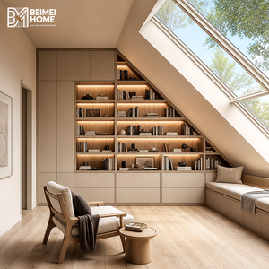 Libreria su Misura per Soffitti Inclinati con Finestra a Lucernario e Panca per Progetti di Ville, Loft e Studi - Product Image 1