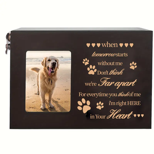 Black Flannel Lining Wooden <strong>Pet</strong> Cremation Urn Photo Frame Cat Dog Memory Box Sympathy <strong>Remembrance</strong> <strong>Gift</strong> <strong>for</strong> Loss Ashes Memorial - Product Image 2