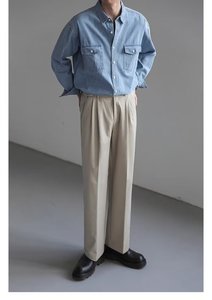 Camicia in Denim Casual di Alta Qualità Primavera 2026, Taglie Forti, per Uomo, con Colletto e Doppia Tasca, Maniche Lunghe - Product Image 3