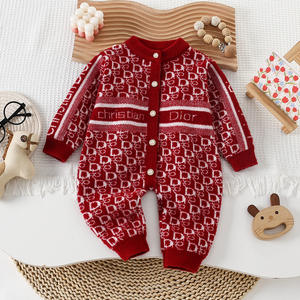 Mono de Escalada de Color Sólido 100% Algodón, Tejido de Punto, Cierre de Botones Prismáticos con Diseño de Oso, Estilo Casual, Ropa de Invierno con Bolsillo - Product Image 3