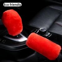 Échantillon de support d'usine : Ensemble de housses en peluche pour levier de vitesse et frein à main en peau de mouton australienne, 16-20 cm, pour intérieur automobile