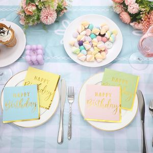 100 pièces <span class=keywords><strong>serviettes</strong></span> joyeux anniversaire avec garniture de boisson Cocktail feuille d'or arc-<span class=keywords><strong>en</strong></span>-ciel Pastel <span class=keywords><strong>serviettes</strong></span> d'anniversaire <span class=keywords><strong>en</strong></span> <span class=keywords><strong>papier</strong></span> jetables pour le dîner - Product Image 4