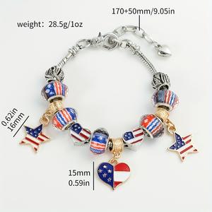 <span class=keywords><strong>Bracelet</strong></span> perlé drapeau USA Fête de l'Indépendance - Breloque <span class=keywords><strong>style</strong></span> DIY, Pendentif en métal émaillé, Fournitures de fabrication de bijoux patriotiques en gros - Product Image 5