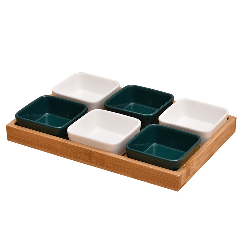 Plateau à six compartiments (blanc et vert)