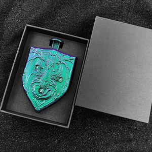 Offre Spéciale : 5 dés de style bouclier tendance avec motif dragon gravé, dés en métal à pression pour jeux de rôle RPG et D&D - Product Image 6