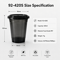Gobelets en plastique PET personnalisés, gobelets noirs jetables avec couvercles pour boissons froides, emballage de boissons à emporter