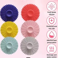 Manchon de tasse en silicone motif tournesol, couvercle de tasse en silicone réutilisable, adapté aux couvercles de tasses de différents types, y compris les mugs et les tasses à café