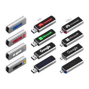 Aiaude push and pull métal logo lumineux otg clé usb type c otg double usb 3 en 1 clé usb pour <span class=keywords><strong>iphone</strong></span>/<span class=keywords><strong>ipa</strong></span> - Product Image 3