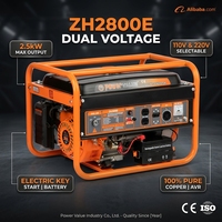 Générateur à essence Power VALUE ZH2800E 2,3 kW 2,5 kW max, double tension 110 V 220 V, démarrage électrique, 6,5 CV 196 cm³ CE