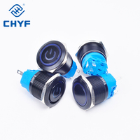 16mm 19mm 22mm cincin RGB diterangi hitam tombol tekan sementara saklar tahan air 12v dapat menggunakan Model arduino