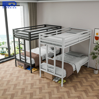 Lit superposé moderne en métal, taille king size, avec échelle large pour une utilisation sécurisée dans les chambres d'hôtel et les dortoirs