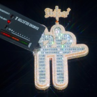 Pendentif personnalisé en argent 925 plaqué or 14K, serti de moissanite VVS (testée), avec lettre, nom ou logo Hip Hop, style star du rap pour homme