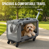 Sac de transport pour animaux de compagnie 4-en-1 à roulettes avec rotation à 360° en gros °   Chariot de voyage respirant pour chien et chat avec roues et poignée télescopique