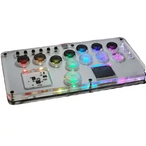 Custom Art Design Stickers Colored Lights Mini HitBox Fighting Joystick Controller Mechanical Buttons Support PC/Android PS5 PS4