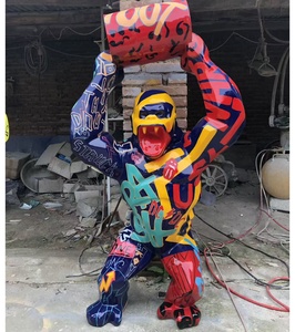 Statue de gorille <span class=keywords><strong>King</strong></span> <span class=keywords><strong>Kong</strong></span> en fibre de verre avec cœur pour la décoration de la maison, du bureau, de l'hôtel, du club - Product Image 3