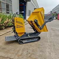 Mini camion à benne basculante KC-500 pour l'aménagement paysager des jardins et des fermes, capacité de 500 kg, chenilles en caoutchouc, benne basculante compacte à chenilles.