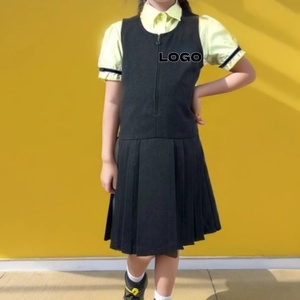 Vestido de Jersey de uniforme escolar azul marino de alta calidad para niñas con cremallera frontal Pinafore plisado <span class=keywords><strong>Primar</strong></span> - Product Image 3