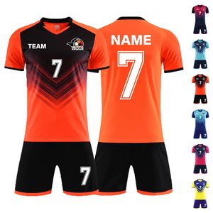 Ensemble de maillots de football personnalisés sublimés jaune et bleu, col en V, manches courtes, anti-transpiration, unisexe adulte, tenue d'équipe, design dégradé - Product Image 2