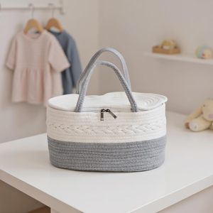 Cesta Organizadora Portátil de Grande Capacidade com Acesso Fácil, Design Dobrável Robusto e Múltiplos Compartimentos para Trocador de Bebê - Product Image 3