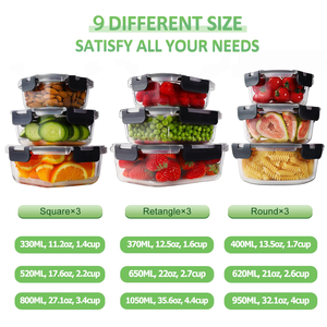 3 Pcs 800ml Square Glass Food Containers, Airtight Snap Lids BPA-Free Meal Prep <b>Storage</b> for Microwave Fridge Dishwasher Safe - Product Image 4