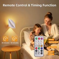 Lampu Dinding Daun RGBW dengan Remote Control, Sensor Gerak, USB Rechargeable, Dimmable, Gaya Amerika, Lampu LED Kreatif untuk Kamar Tidur