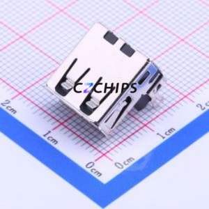 901-332A1028D10100 USB Connector Bent Lead Through Hole Connector Type-A USB 2.0 Female Right Angle Insert - Product Image 1