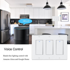SPKM DS-122-T 3 <span class=keywords><strong>Set</strong></span> di gruppi di programmi WiFi connessione vocale interruttori a parete <span class=keywords><strong>Alexa</strong></span> & Google IFTTT Tuya prodotti per la casa intelligente - Product Image 1