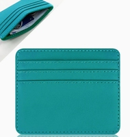 Paling Populer Logo kustom lembut sapi Pebble PU kulit dompet kartu kredit pria wanita ramping saku tempat kartu Id