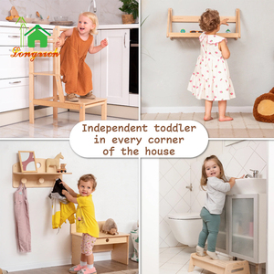 Set di Mobili in Legno per Camera dei Bambini con Torre di Apprendimento, Scrivania e Sedia, per Uso Scolastico e Soggiorno, Design Contemporaneo - Product Image 2