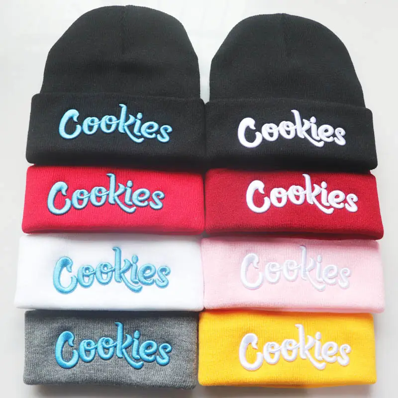 Boys Girls women Unisex Casual Letter Embroidery Knit Soft Warm Cooki Beanies Hats