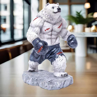 Statue d'ours de boxe en résine faite à la main, artisanat créatif, sculpture animale sportive pour cadeaux d'anniversaire et de commémoration