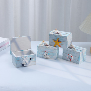 Caja de Joyería de Madera Azul Claro con Temática Oceánica, Estilo Mediterráneo, Decoración de Playa - Product Image 2