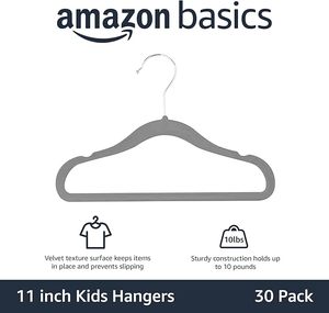 <span class=keywords><strong>Amazon</strong></span> Basics-Lot de 30 <span class=keywords><strong>cintres</strong></span> antidérapants en velours pour enfants (bébé/enfant en bas âge) 11.6 pouces (pour vêtements de bébé)-Gris - Product Image 2