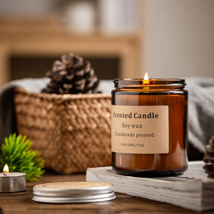 เทียนหอม,อื่นๆขวดแก้วหนังห่อฉลากส่วนตัวของขวัญหรูหราแฮนด์เมดขี้ผึ้งถั่วเหลืองเทียนหอม - Product Image 1