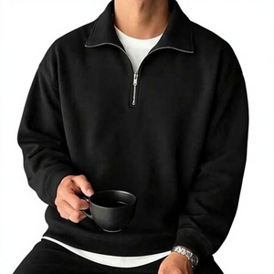 Pull en maille à demi-zip pour homme, coupe classique, décontracté, automne-hiver, 100 % coton, couleur unie, vente en gros, OEM, en stock - Product Image 4