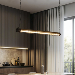Lámpara Colgante Larga de Metal Dorado, E26 LED 3500K Blanco Cálido, Altura Ajustable, Pantalla de Vidrio Cilíndrica, Regulable, Garantía de 5 Años - Product Image 4