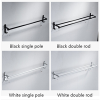 Porte-serviettes double colonne noir en alliage d'aluminium spatial pliable sans perçage 60 cm